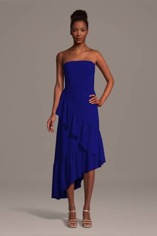 Picture of Chiffon Tiered Asymmetrical Sheath Dress