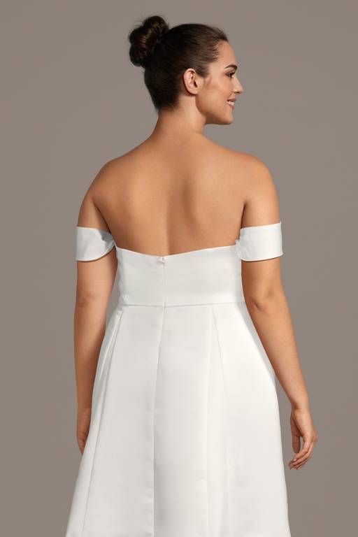 off the shoulder satin mini dress Off-the-Shoulder Mini/Short Satin Cocktail A-Line May Queen MQ2245