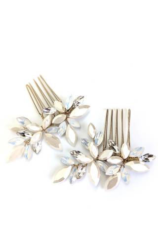 View Brides and Hairpins Opal and Crystal Floral Comb Set in all available color and sizes Picture of Opal and Crystal Floral Comb Set