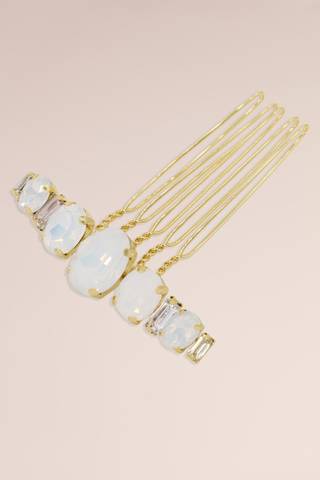 View Brides and Hairpins Graduated Genuine Opal and Crystal Baguette Comb in all available color and sizes Picture of Graduated Genuine Opal and Crystal Baguette Comb