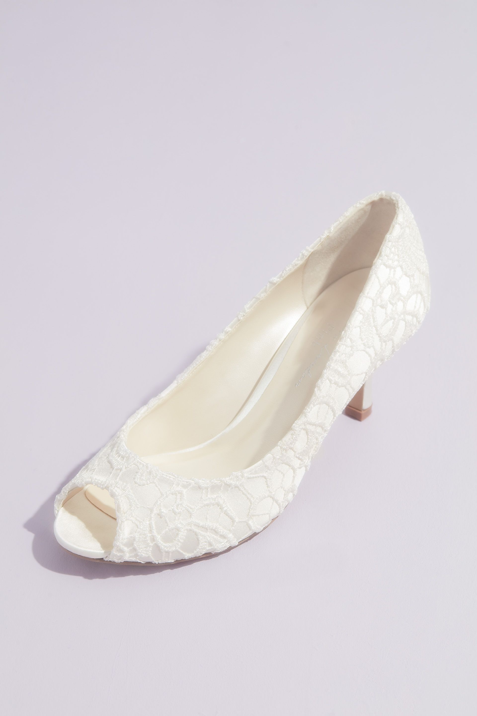 Picture of Guipure Lace and Satin Peep-Toe Pumps