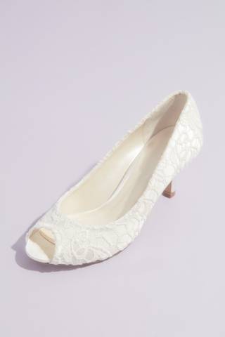Picture of Guipure Lace and Satin Peep-Toe Pumps