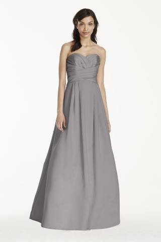 Picture of Strapless Satin Pleated Bodice Ball Gown