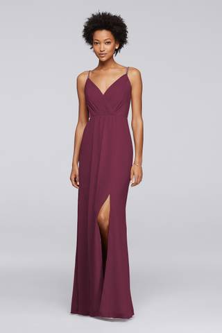 View David's Bridal Long Bridesmaid Dress with Beaded Straps in all available color and sizes Picture of Long Bridesmaid Dress with Beaded Straps