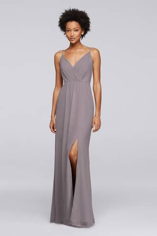 View David's Bridal Long Bridesmaid Dress with Beaded Straps in all available color and sizes Picture of Long Bridesmaid Dress with Beaded Straps