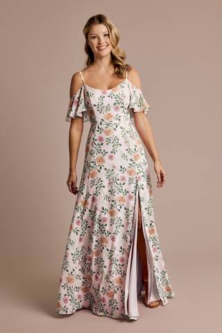 Picture of Floral Chiffon Cold-Shoulder Dress