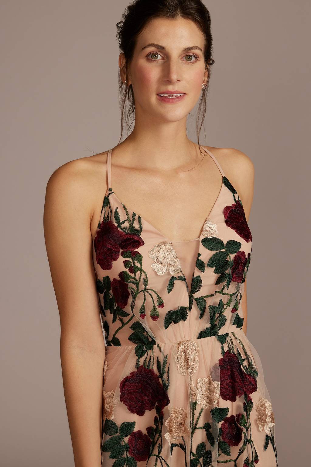 embroidered spaghetti strap bridesmaid dress Floral Embroidered Spaghetti Strap Maxi Dress
