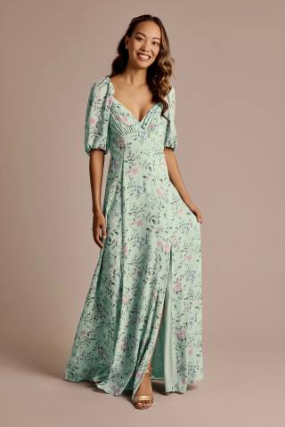 Picture of Floral Chiffon Short Sleeve A-Line Dress