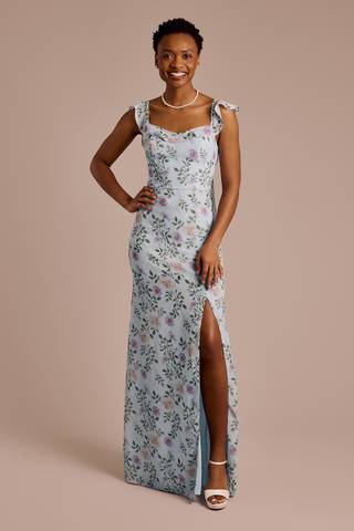 View Celebrate DB Studio Ruffle Strap Scoop Neck Floral Chiffon Dress in all available color and sizes Picture of Ruffle Strap Scoop Neck Floral Chiffon Dress