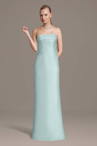 light blue bridesmaid dresses BABARONI Chiffon Dusty Blue Bridesmaid Dresses V-neck Floor-length Spaghetti Straps Ruched with Slit Empire, Dusty Blue / US0