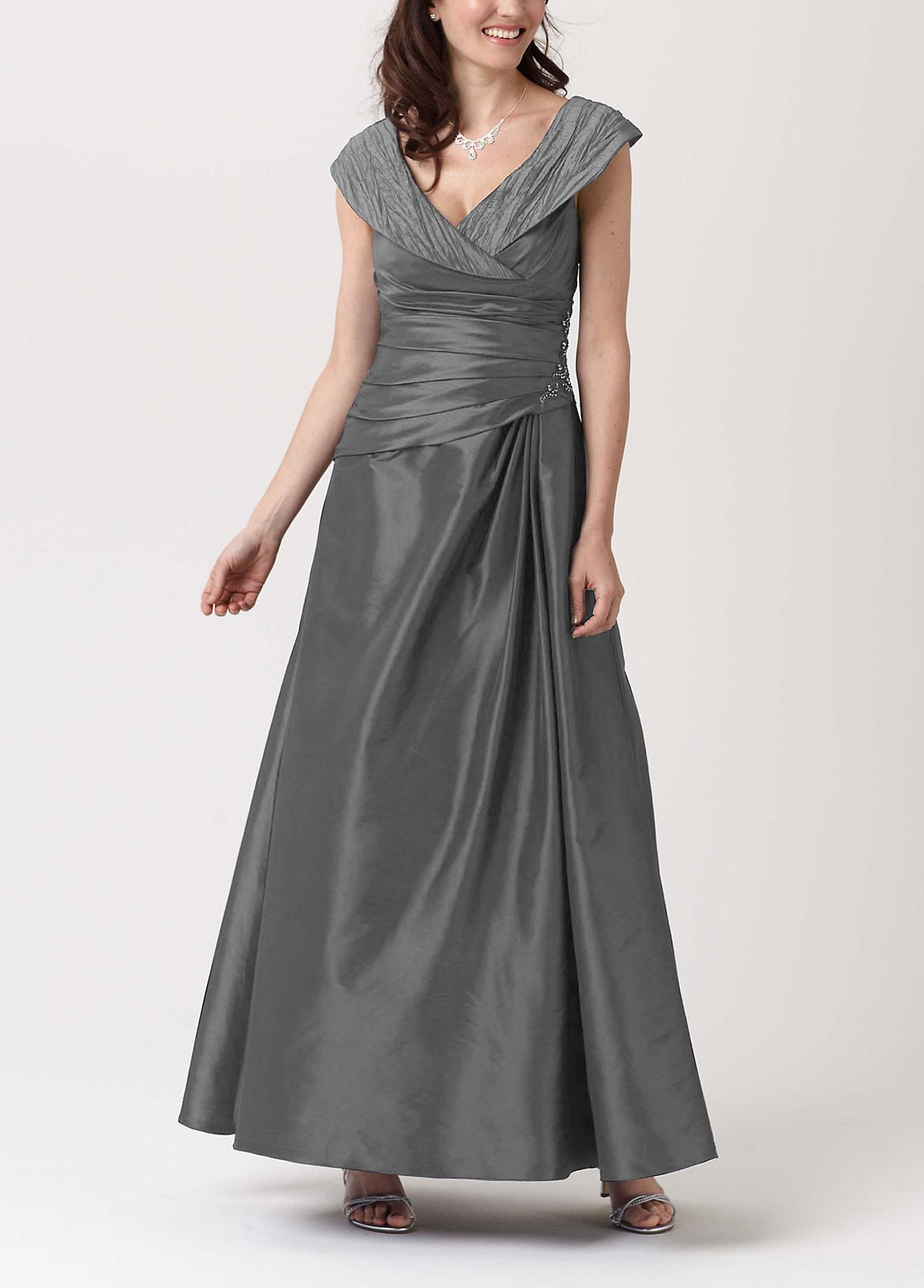 Long Iridescent Taffeta Mock Two-piece Dress | David's Bridal