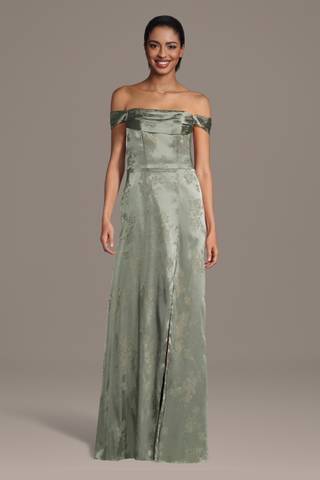 Picture of Jacquard Off-the-Shoulder Cowl Neck A-Line Dress