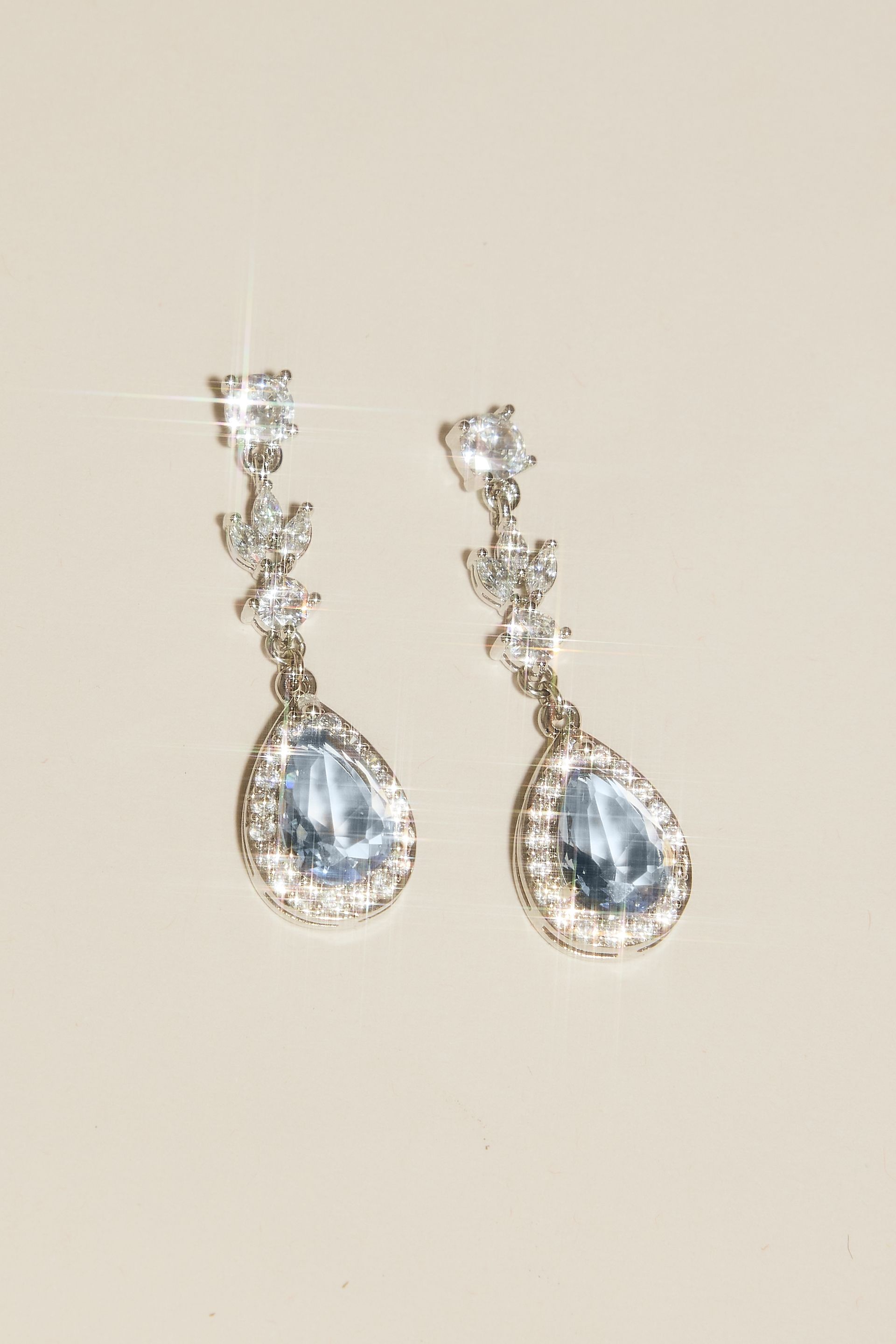 DB Studio Silver And Blue Pear Drop Earrings Davids Bridal
