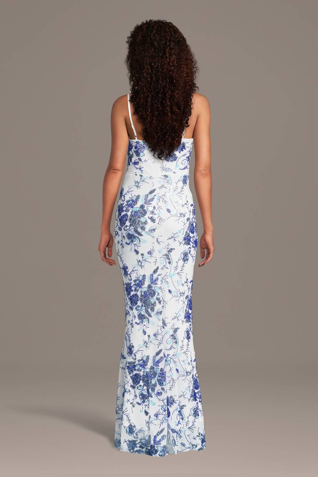 iridescent sequin brocade illusion plunge dress Illusion Plunge Floral Sequin Sheath Dress
