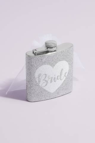 View Diamonds & Pearls Glitter Bride Flask with Veil in all available color and sizes Picture of Glitter Bride Flask with Veil