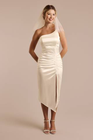 Picture of One-Shoulder Ruched Midi Dress