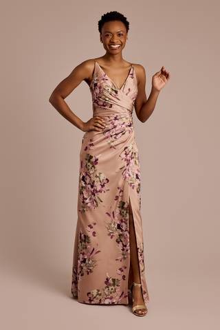 mauve floral bridesmaid dresses Dark Mauve Bridesmaid Dress Chiffon Size Medium