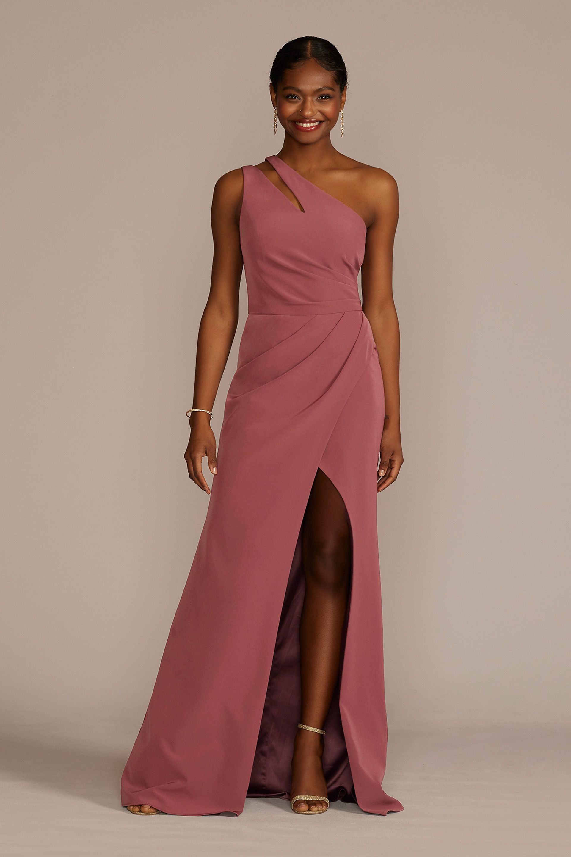 Stretch Crepe One-Shoulder Bridesmaid Dress | David's Bridal