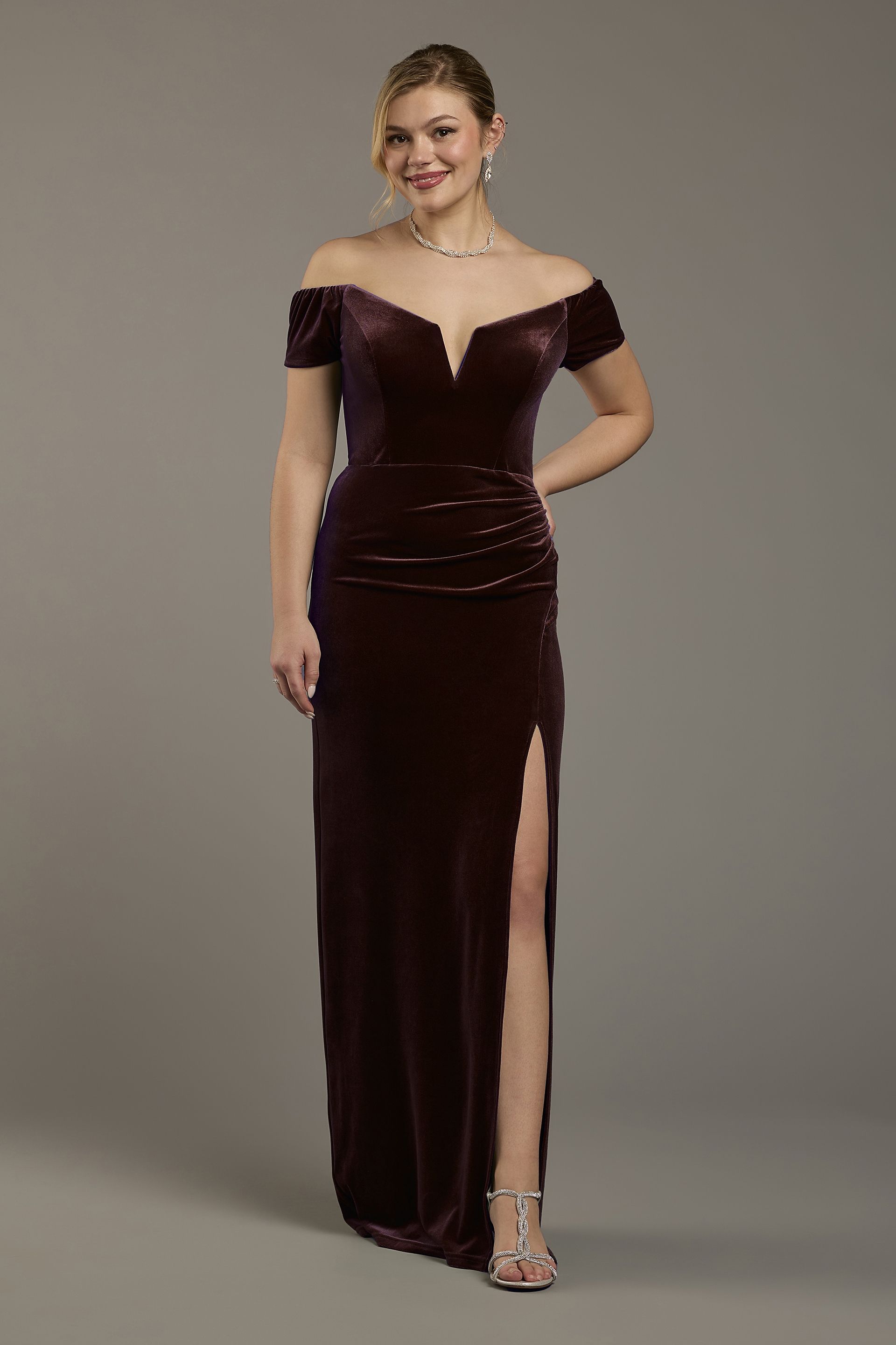 Velvet Off Shoulder Sheath