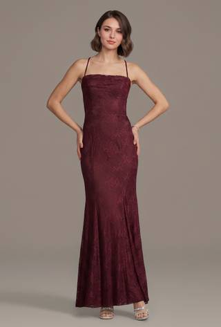 Picture of Lace Spaghetti Strap Cowl Neck Mermaid Dress