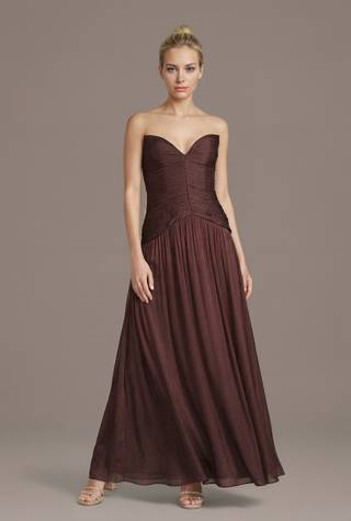 Picture of Metallic Strapless Ruched Bodice Drop Waist Dress