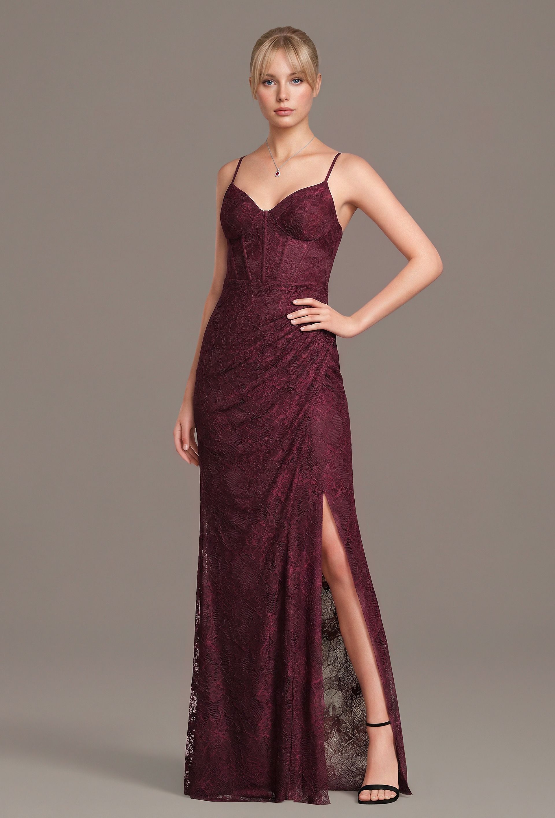 Picture of Lace Spaghetti Strap Corset Sheath Dress