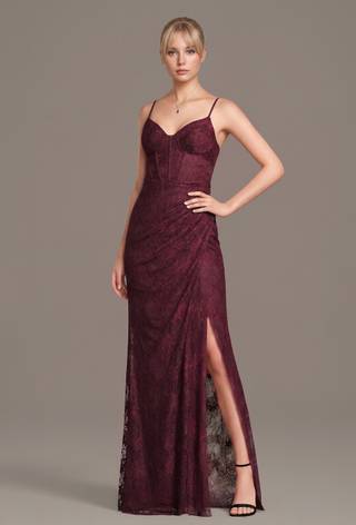 wine lace bridesmaid dresses David's Bridal Bridesmaid Dress Red Wine F19950 Off Shoulder Lace Size 8