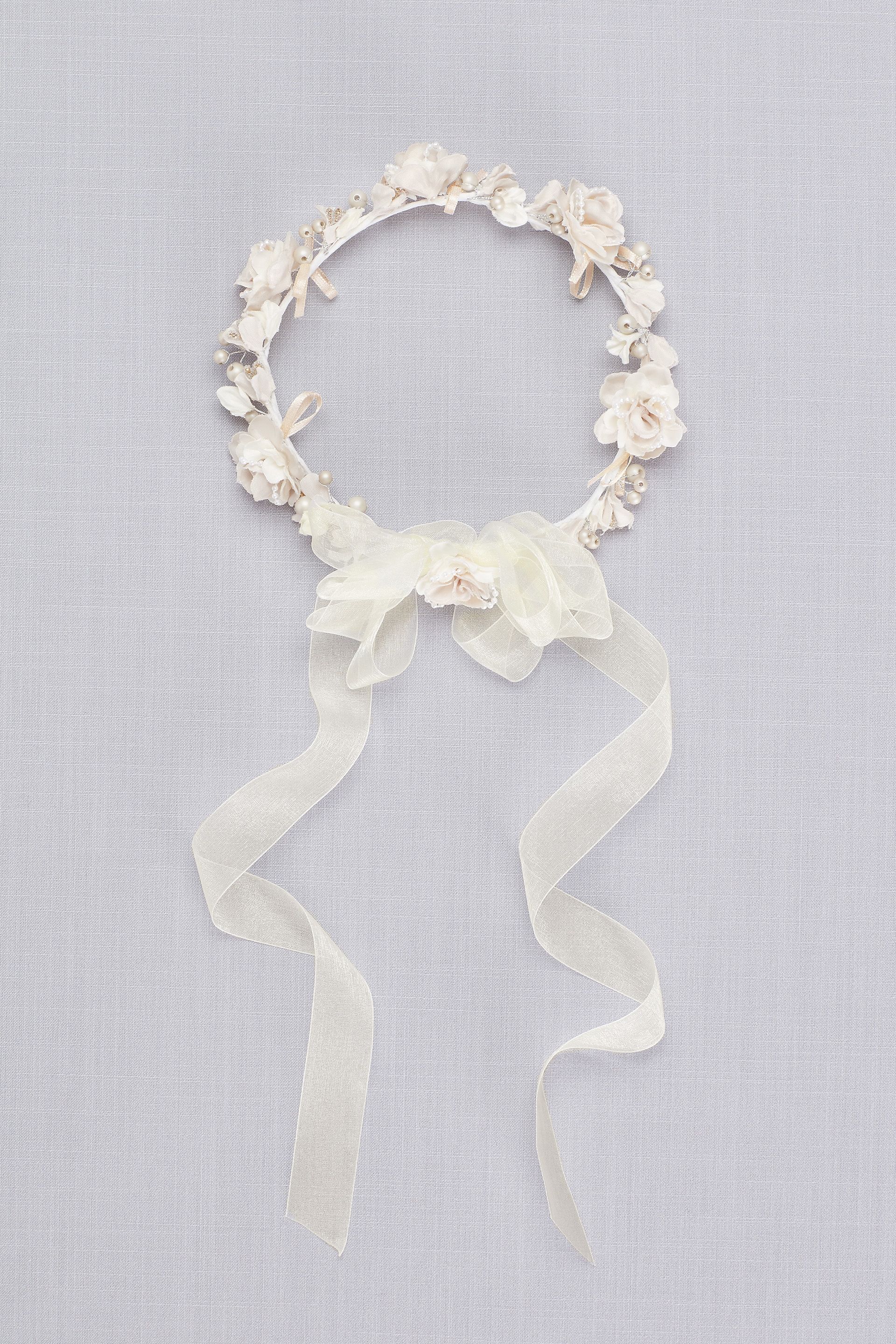 Picture of Champagne Pearl Flower Girl Crown