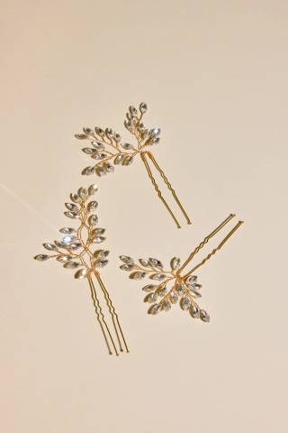Picture of Crystal Leaf Hair Pin Set
