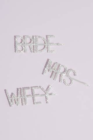 Picture of Pave Crystal Bride Mrs Wifey Barrette Set