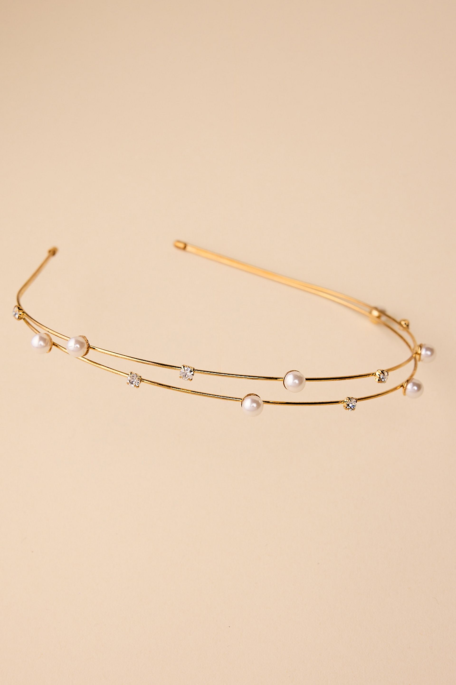 Picture of Rhinestone and Pearl Double Strand Headband