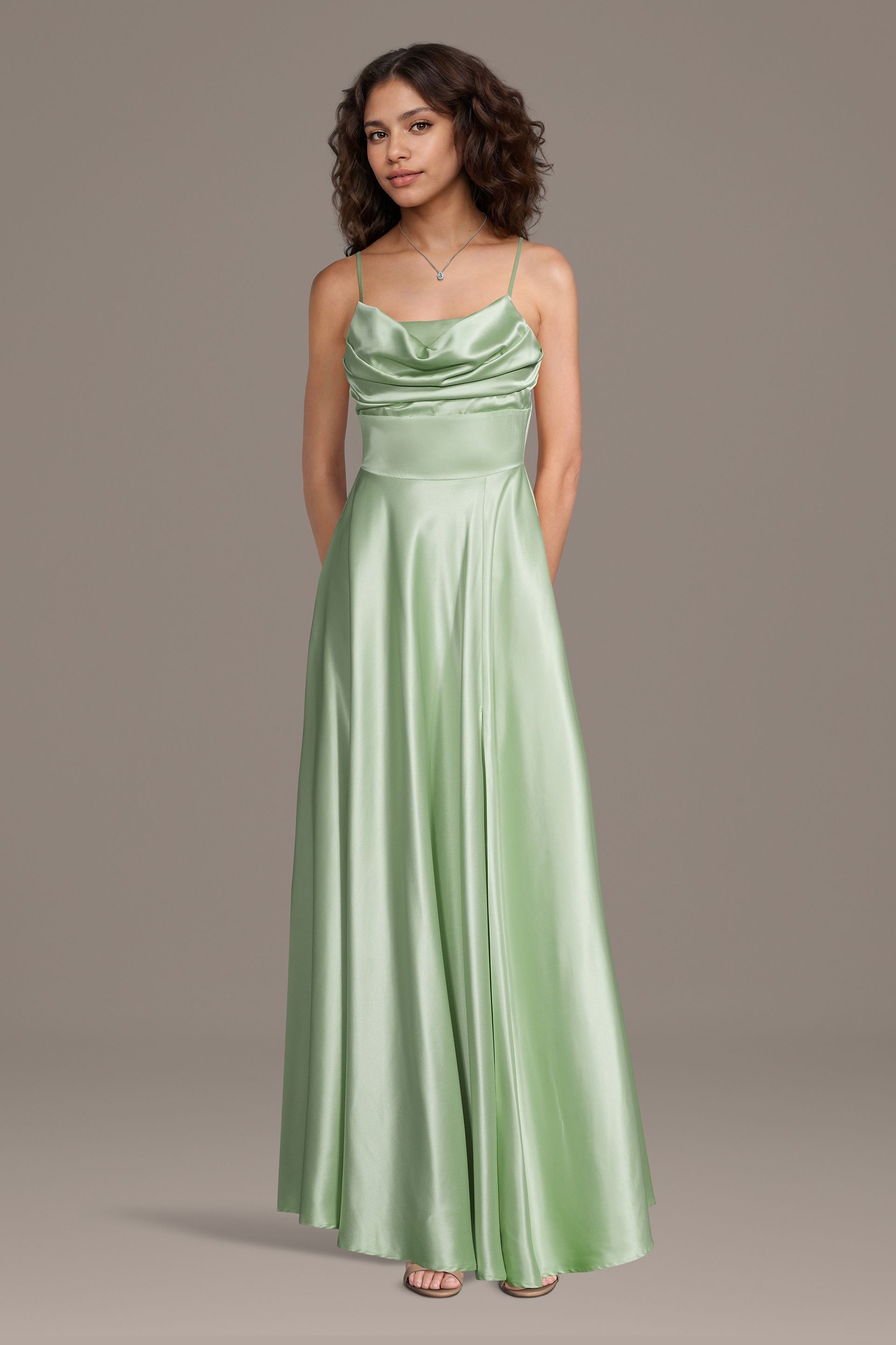 Picture of Cowl Neck Charmeuse A-Line Dress