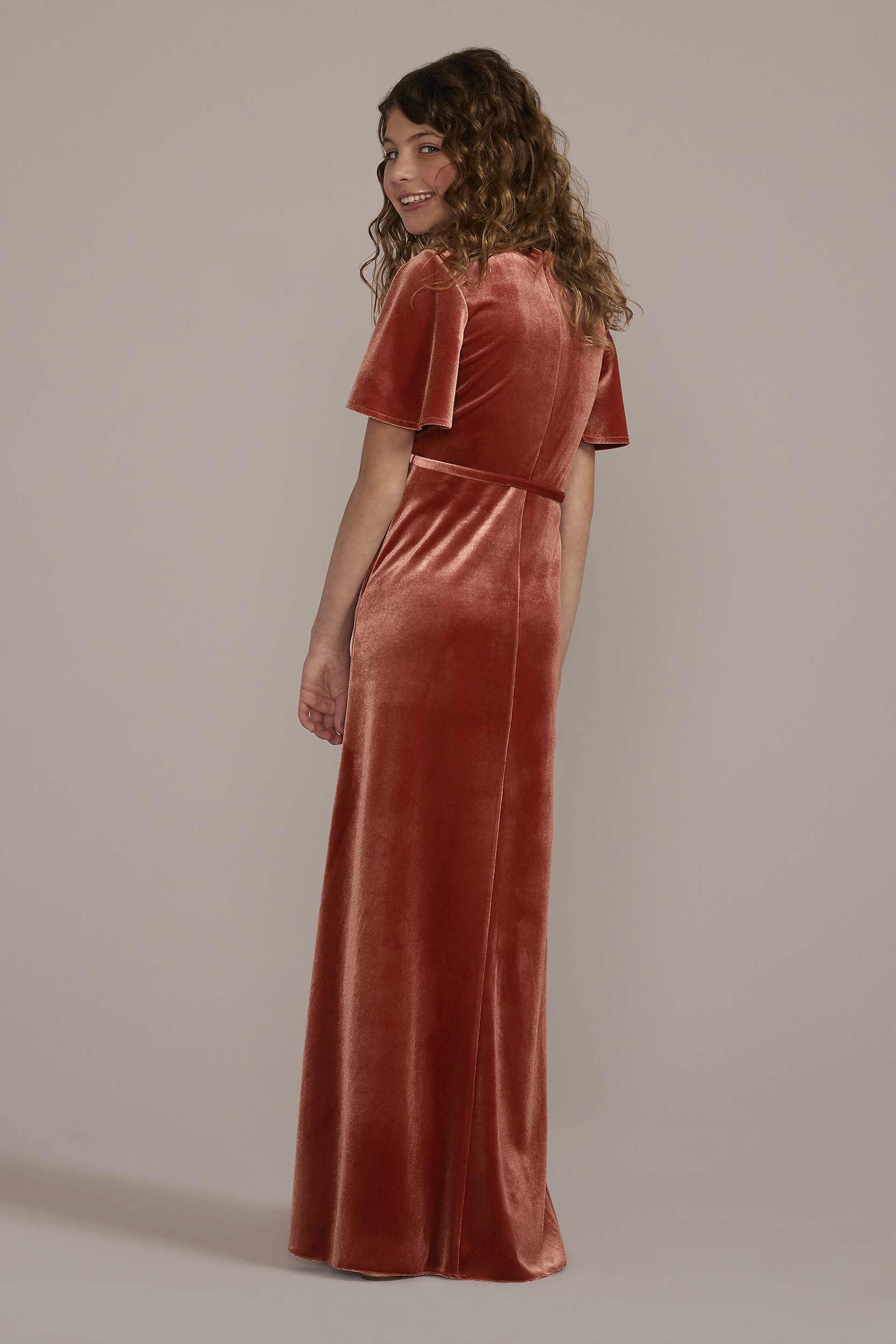 velvet junior bridesmaid dresses Flutter Sleeve Dress Color:Sweet Cherry Check black lace long sleeve MIP2 Mandela schule J12 / Length