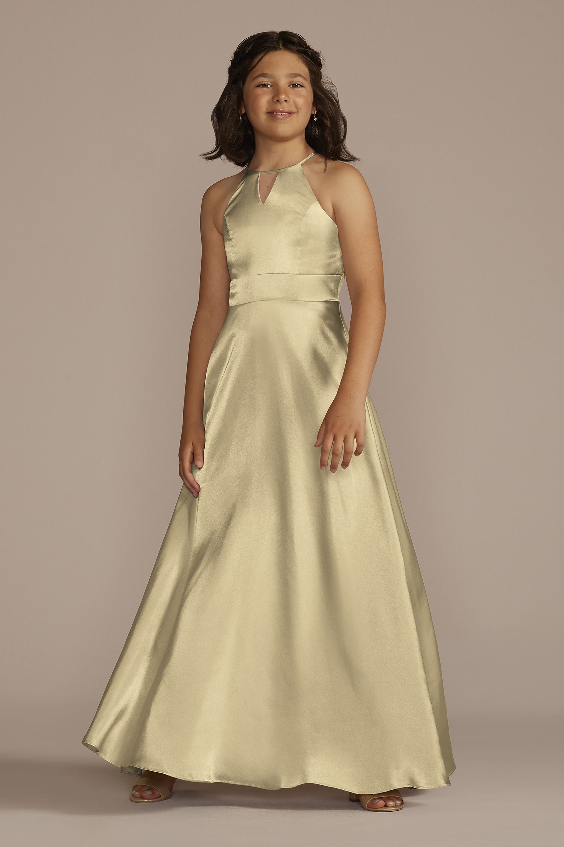 Charmeuse High-Neck Junior Bridesmaid Dress