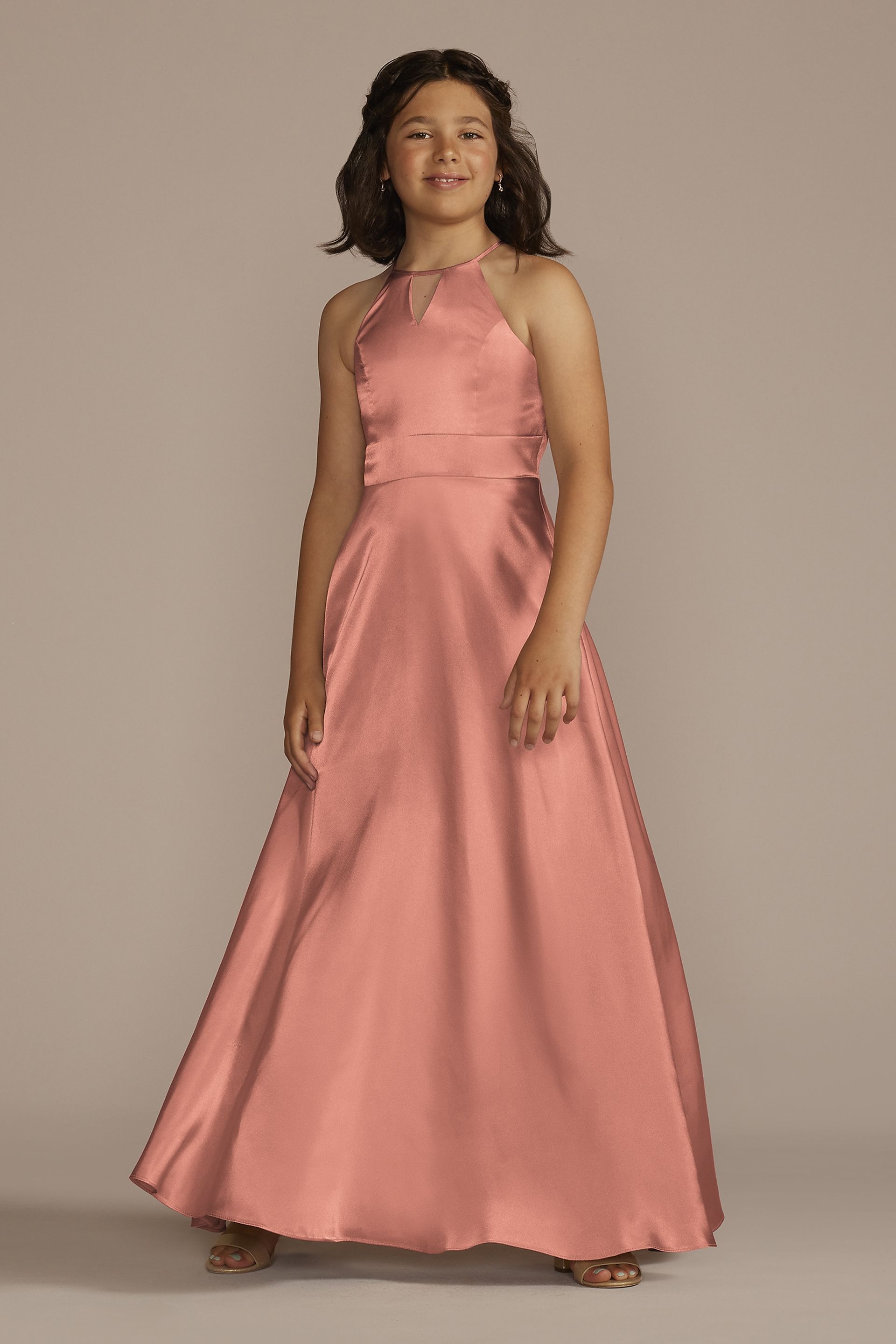 Charmeuse High-Neck Junior Bridesmaid Dress