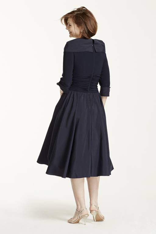 jessica howard portrait collar a line dress Jessica Howard Women's Portrait Collar Mixed Media Gown - Blue