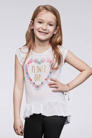 View Diamonds & Pearls Flower Girl Peplum Tee in all available color and sizes Picture of Flower Girl Peplum Tee