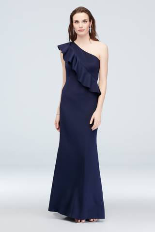 Picture of One Shoulder Cascade Flutter Stretch Mermaid Gown