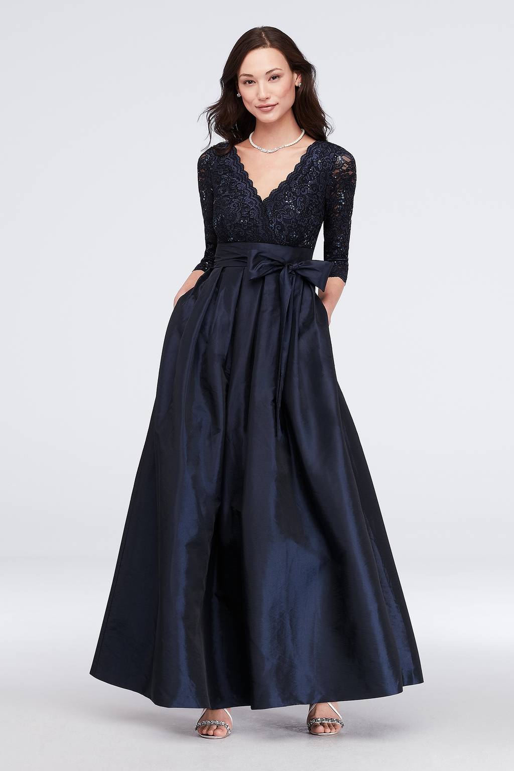lace surplice dress Surplice Neck Flounce Sleeve Guipure Lace Overlay Dress