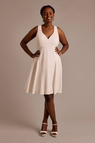 Picture of Crepe Plunging Neckline Ruffled Hip Mini Dress