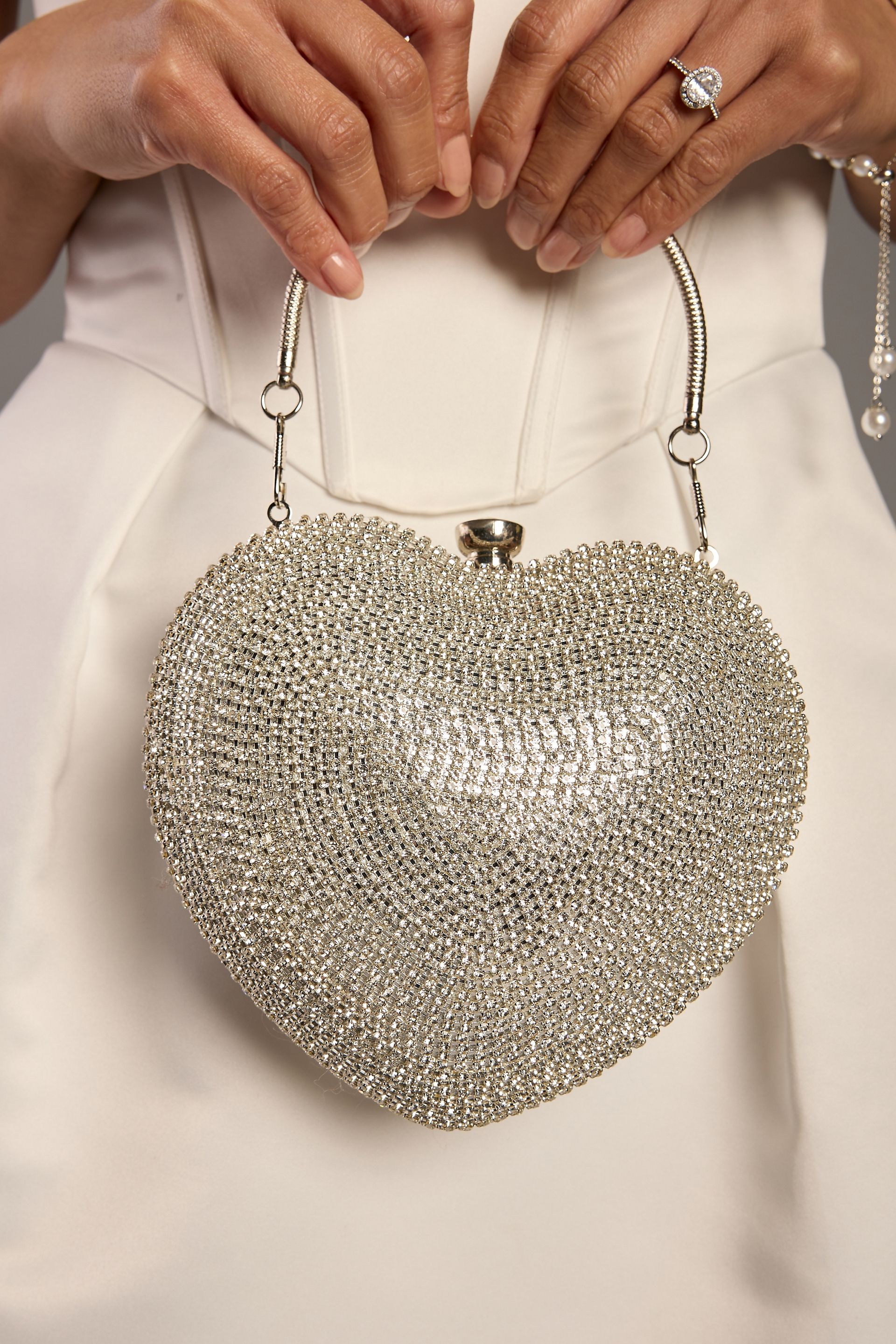 Picture of Rhinestone Heart Clutch Handbag