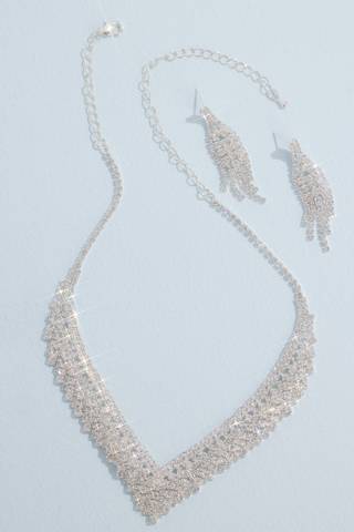 Picture of Crystal Fringe Necklace and Earring Set