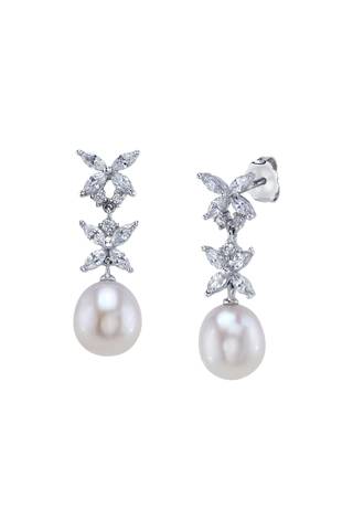 Picture of White Freshwater Pearl Sparkle Earrings