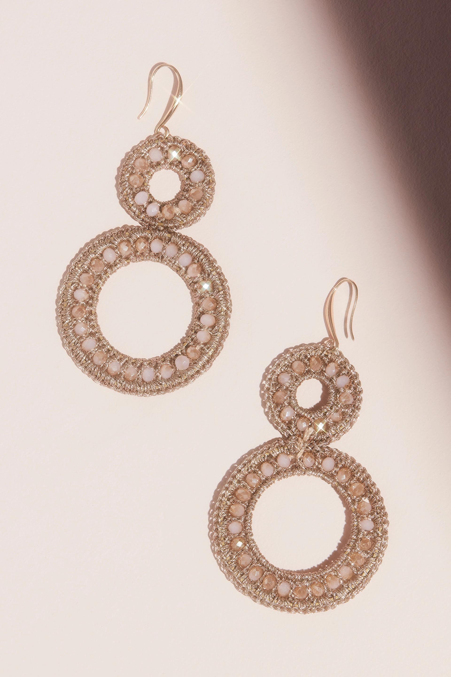 Picture of Woven Stacked Circles Drop Earrings
