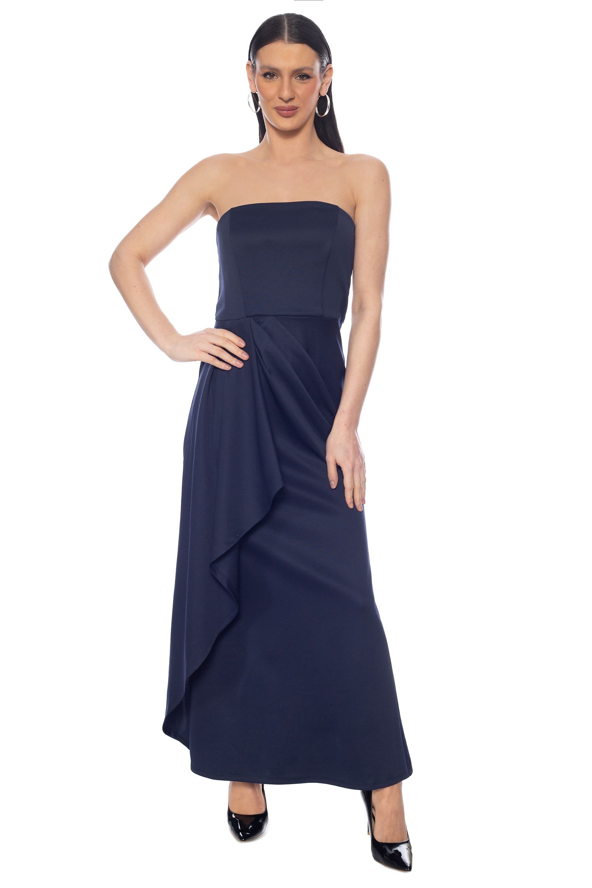 Strapless Drape Side Gown