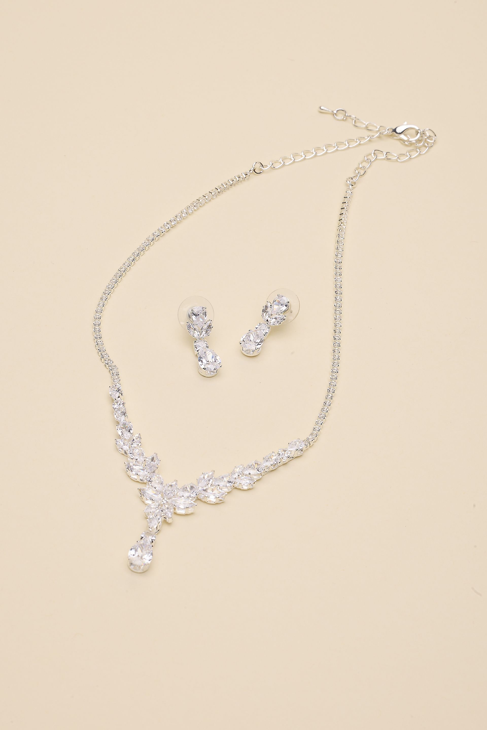 Picture of Cubic Zirconia Statement Necklace and Earring Set