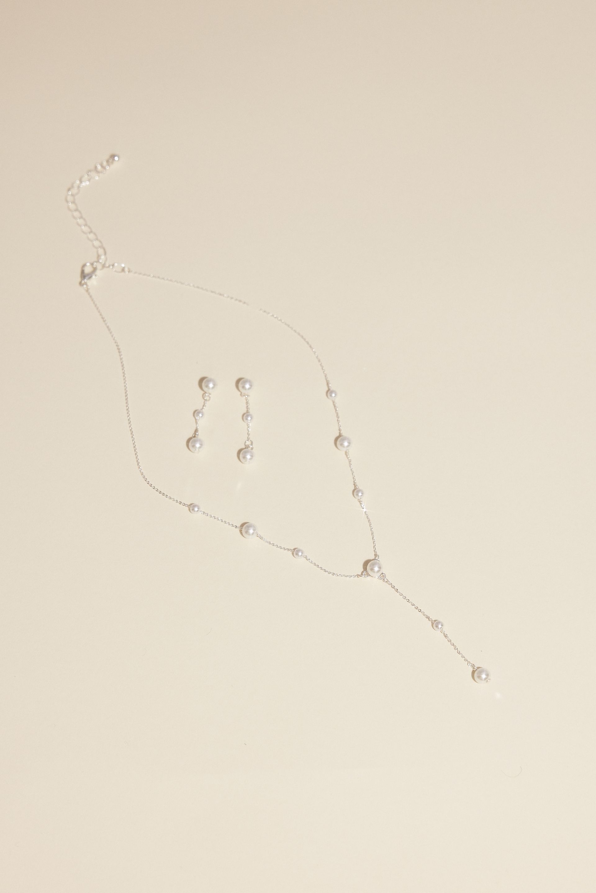 Picture of Pearl Lariat Drop Necklace Set