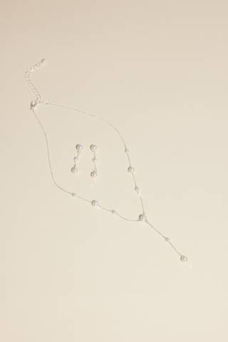 Picture of Pearl Lariat Drop Necklace Set