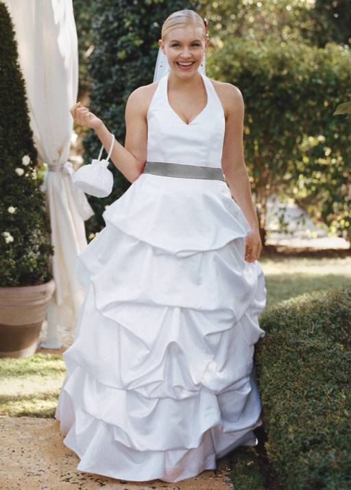 satin dress pick up As-Is Strapless Satin Pick Up Ball Gown