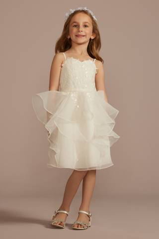 Picture of Spaghetti Strap Ruffle Skirt Flower Girl Dress